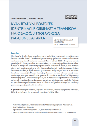 Kvantitativni postopek identifikacije grbinastih travnikov na območju Triglavskega narodnega parka