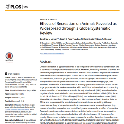 Effects of Recreation on Animals Revealed as Widespread through a Global Systematic Review