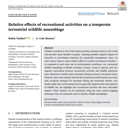 Relative effects of recreational activities on a temperate terrestrial wildlife assemblage