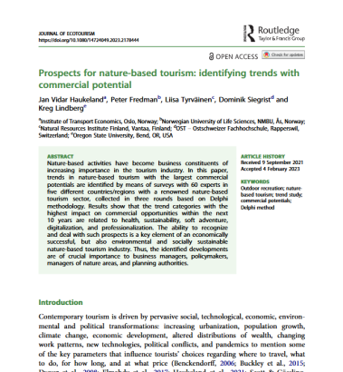 Prospects for nature-based tourism: identifying trends with commercial potential