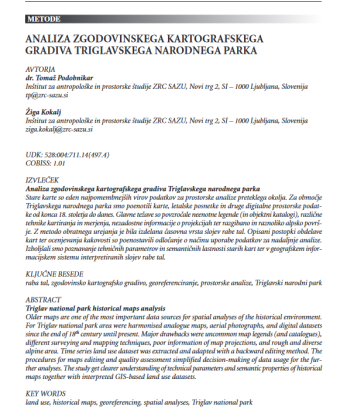 Analiza zgodovinskega kartografskega gradiva Triglavskega narodnega parka