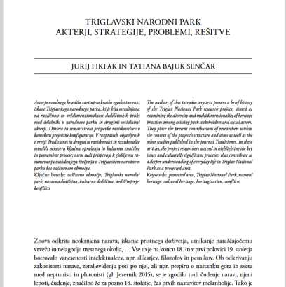 Triglavski narodni park : akterji, strategije, problemi, rešitve