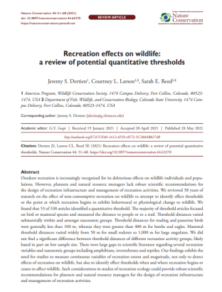 Recreation effects on wildlife: a review of potential quantitative thresholds