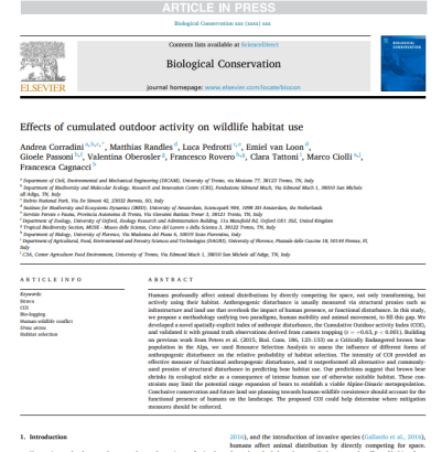 Effects of cumulated outdoor activity on wildlife habitat use