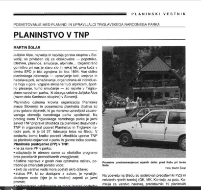 Planinstvo v TNP : posvetovanje med planinci in upravljalci Triglavskega narodnega parka