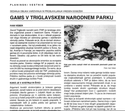 Gams v Triglavskem narodnem parku : sedanja oblika varovanja ni proslavljanja vreden dosežek