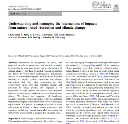 Understanding and managing the interactions of impacts from nature-based recreation and climate change