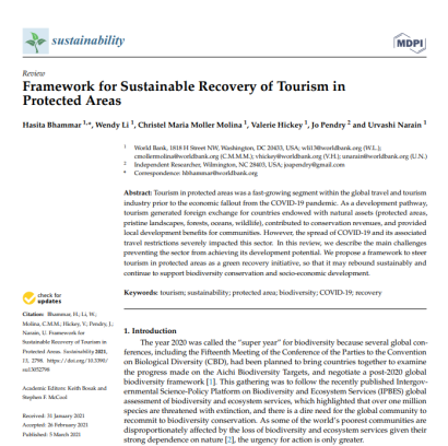 Framework for Sustainable Recovery of Tourism in Protected Areas