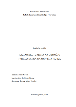 Razvoj ekoturizma na območju Triglavskega narodnega parka