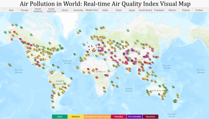 Svetovno onesnaženje zraka: Indeks kakovosti zraka v realnem času
