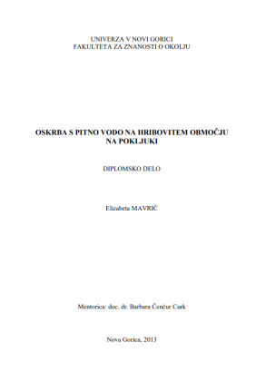 Oskrba s pitno vodo na hribovitem območju na Pokljuki