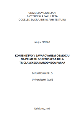 Konjeništvo v zavarovanem območju na primeru gorenjskega dela Triglavskega narodnega parka